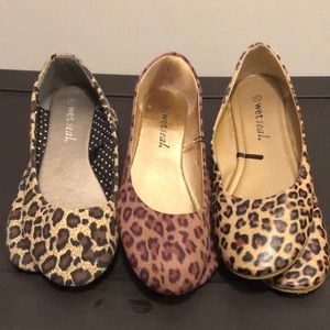 3 pairs of leopard print flats different colors